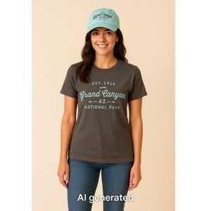Tultex Grand Canyon AZ  Woman's Graphic Tee & Baseball Cap Casual Set Large